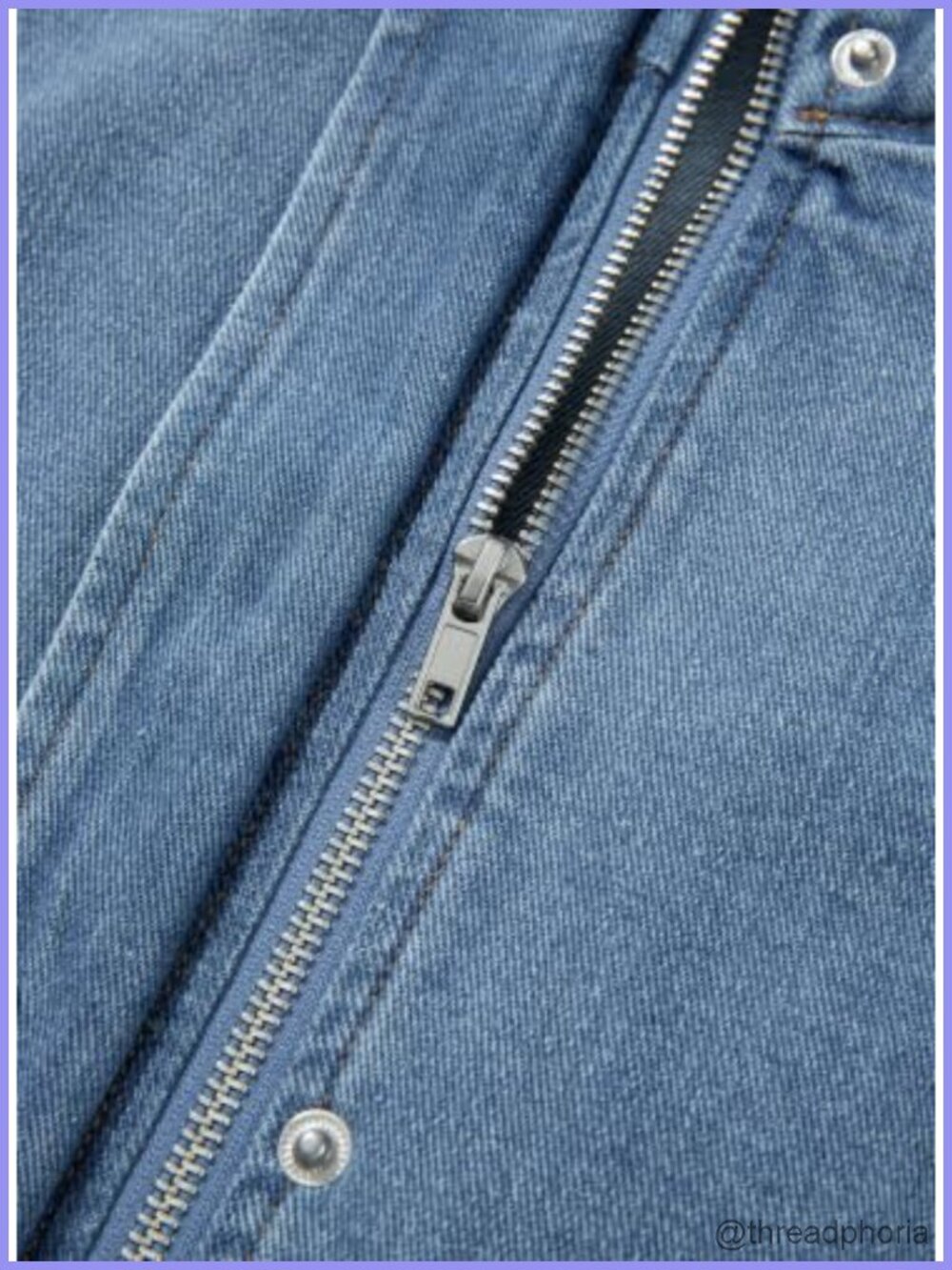 Womens Cropped Oversized Denim Bomber Jacket Zip Up Stand Collar - Picture 4 of 6